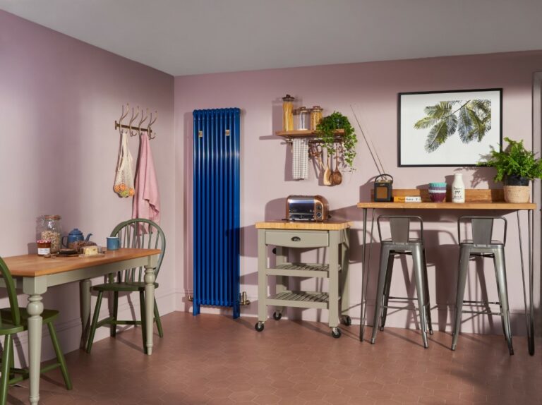 Lifestyle image of Florence 3 Column steel column radiator with Niva valves.